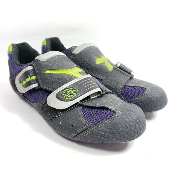 Diadora Cyclist Shoes Men's Size 6.5 Black Purple Mesh with Cleats - Picture 1 of 10